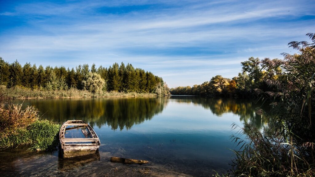 river, boat, fishing spot